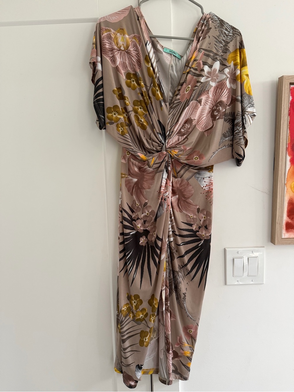 Karlie tropical orchid twist-front dress